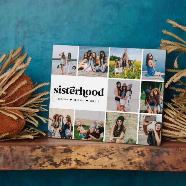 Sisterhood | Modern Square 10 Photos Collage Plaqu Plaque (Side)