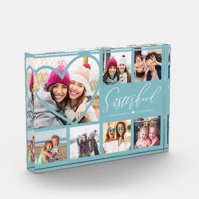 Sisterhood Script BFFs Heart 7 Photo Grid Collage Block (Left)