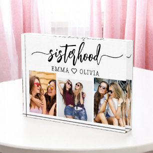 Sisterhood Sisters 3 Photo Collage Keepsake Gift Block