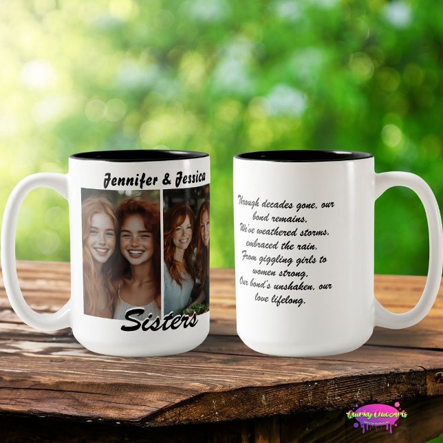 Sisterly Bond Photos and Poem Two-Tone Coffee Mug (Creator Uploaded)