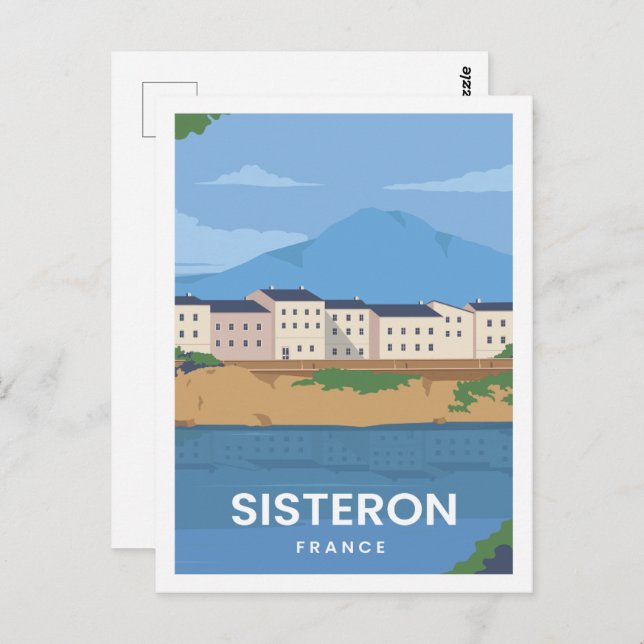 Sisteron France Famous Travel Place Illustration Postcard (Front/Back)