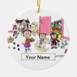 Sisters - 3 Girls in Room Ceramic Tree Decoration