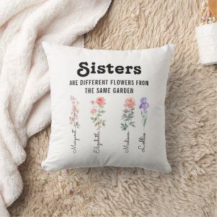 Sisters Are Different Flower – Custom Names  Cushion