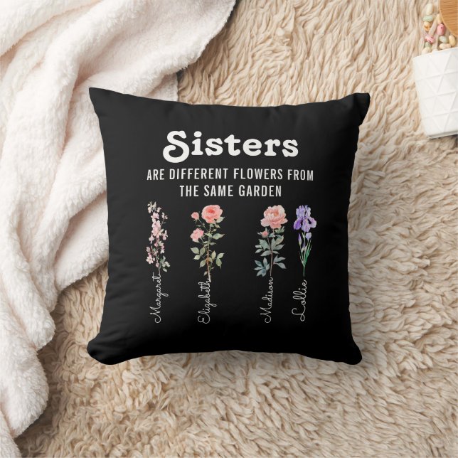 Sisters Are Different Flower – Custom Names  Cushion (Blanket)