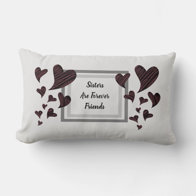 Sisters are Forever Best Friend Red Heart Keepsake Lumbar Cushion (Front)
