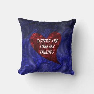 Sisters Are Forever Friends Painted Heart Sibling Cushion