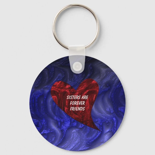 Sisters Are Forever Friends Painted Heart Sibling Key Ring (Front)