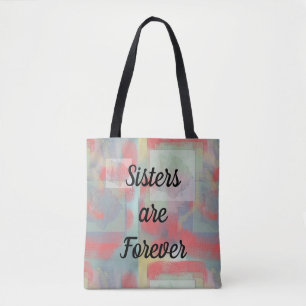 Sisters are Forever Pastel Floral Pattern Rose Tote Bag
