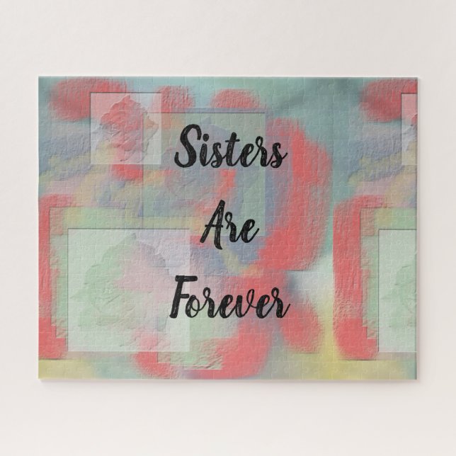 Sisters are Forever Pastel Rose Pattern Floral Jigsaw Puzzle (Horizontal)