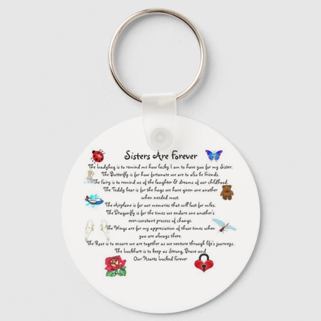 Sisters Are Forever Poem Key Ring (Front)