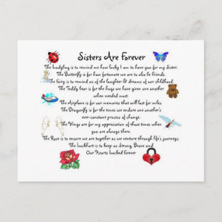 Sisters Are Forever Poem Postcard