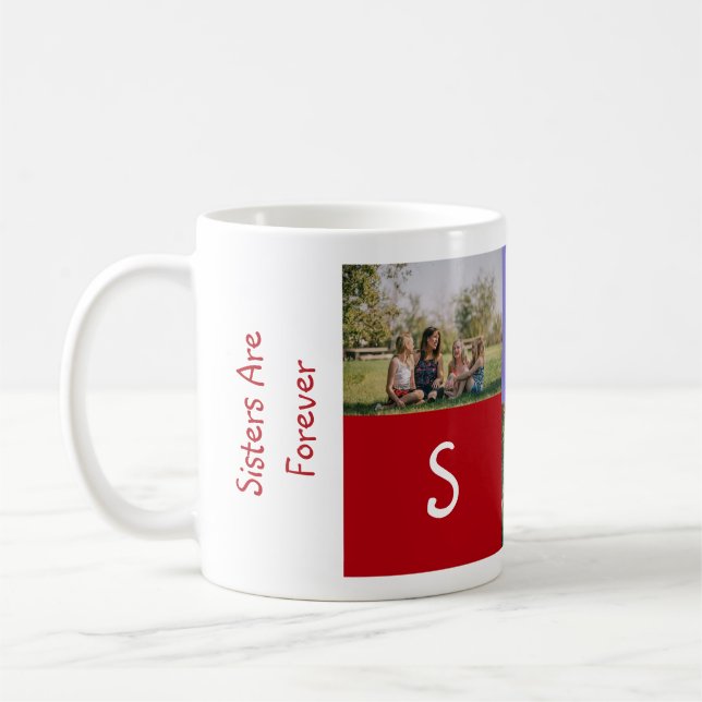 Sisters Are Forever SIS Love 3 Photos Left-Hand Coffee Mug (Left)