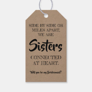 Sisters at Heart - Sweet Bridesmaid Proposal Gift Tags