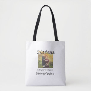 Sisters besties BFF add photo name title family te Tote Bag