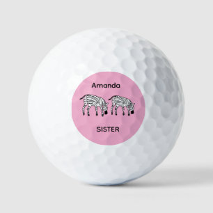 Sister's Birthday, Awesome and Happy Kenyan Zebras Golf Balls