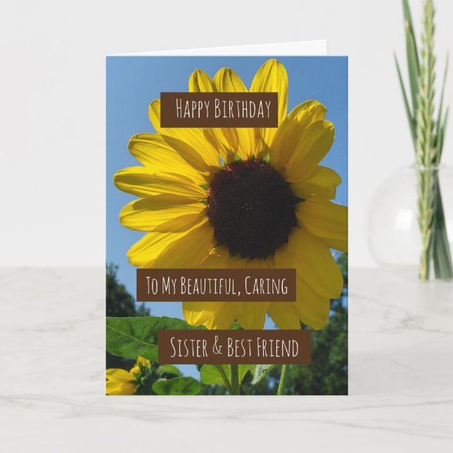 Sister's Birthday Card, Pretty Sunflowers Card (Front)