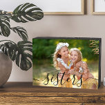 Sisters Black Script Custom Photo Wooden Box Sign<br><div class="desc">Trendy wooden box sign with your own custom photo. A lovely photo gift with text overlay which reads "sisters" in black hand lettering. The photo template is set up for you to add your photo - landscape format will be easiest to work with. Please browse my store for more photo...</div>