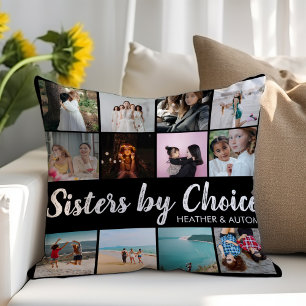 Sisters By Choice Photo Collage Personalized BFF Cushion