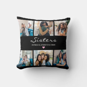 Sisters calligraphy script   Simple Photo Collage  Cushion
