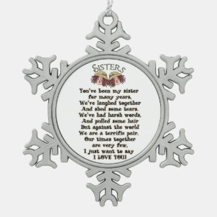 Sisters Christmas Holiday Poem Ornament