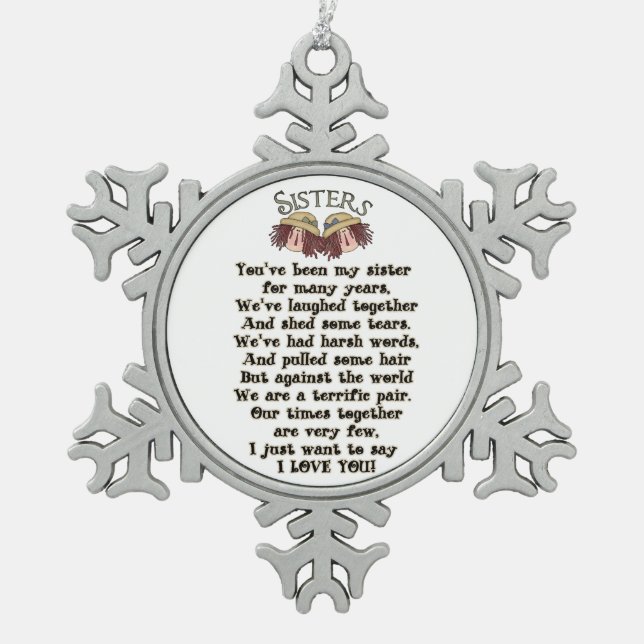 Sisters Christmas Holiday Poem Ornament (Front)