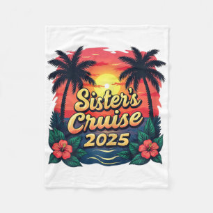 Sisters Cruise Vacation Vintage Sunset Sister's Cr Fleece Blanket