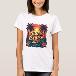 Sisters Cruise Vacation Vintage Sunset Sister's Cr T-Shirt