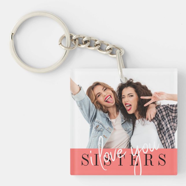 Sisters Custom Photo  Magnet Keychain (Front)