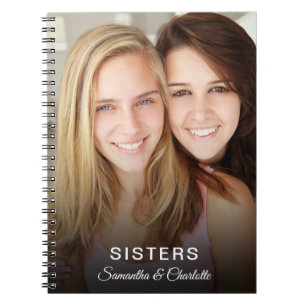 sisters custom photo personalised name notebook