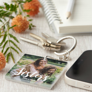 Sisters Customized Photo Collage Key Ring
