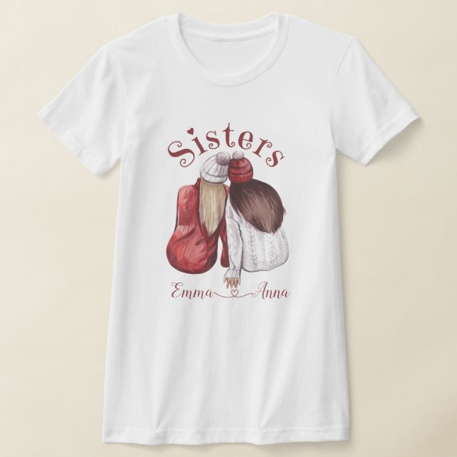 Sisters Cute Matching Siblings T-Shirt (Laydown)