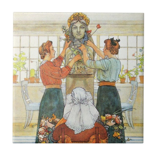 Sisters Decorating for Holiday Tile (Front)