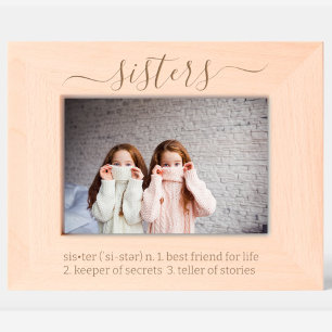 Sisters Dictionary Definition Engraved Wood Photo Etched Frames