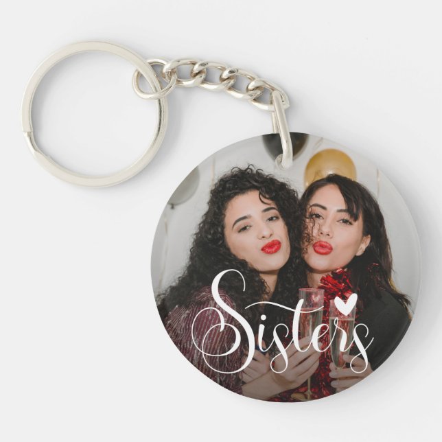 Sisters Elegant Photo   Key Ring (Front)
