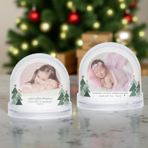 Sisters First Christmas Rustic Trees 2 Photos Snowglobe