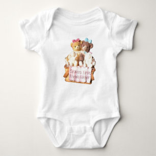 Sisters First Friends Forever Bears and Bunnys Baby Bodysuit