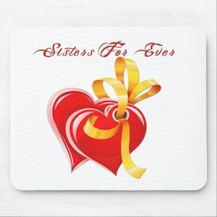 Sisters For Ever Hearts Mouse Pad