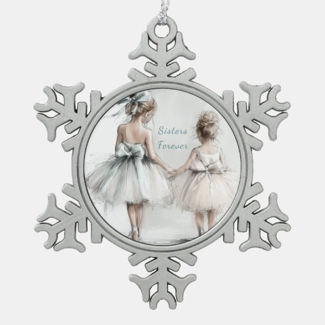 Sisters Forever Ceramic Ornament – Elegant Pastel  (Front)