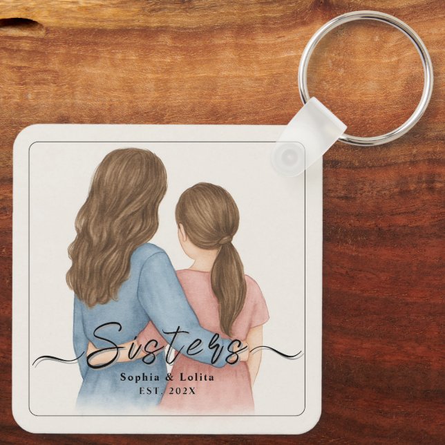 Sisters Forever – Custom Photo Keychain Gift (Back)