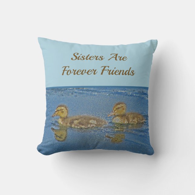 Sisters Forever Friends Ducklings Mosaic Sibling Cushion (Front)