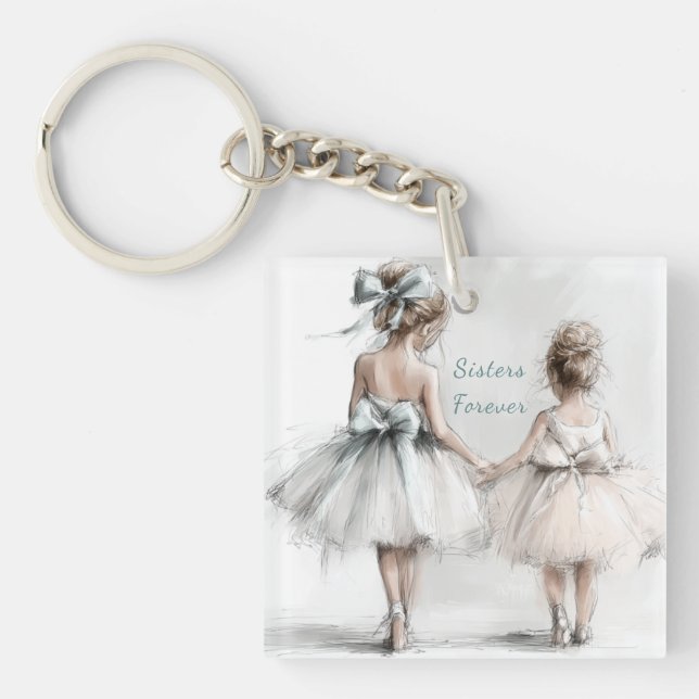 Sisters Forever Keychain – Pastel Big & Lil Sis (Front)