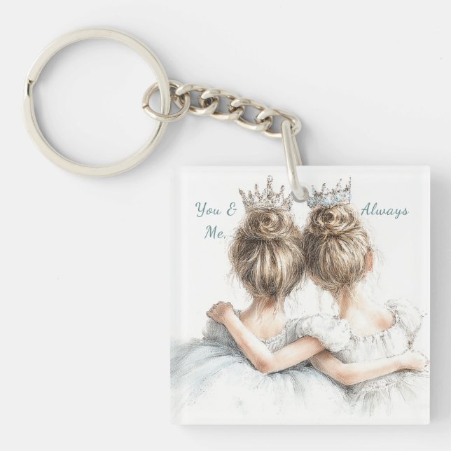Sisters Forever Keychain – Pastel Big & Lil Sis (Front)