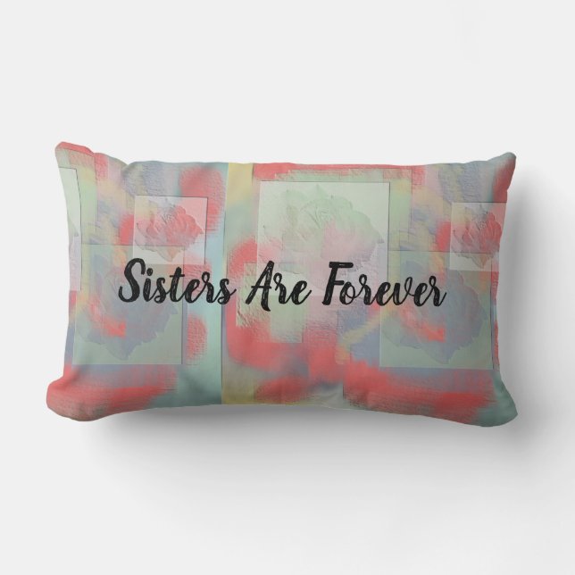 Sisters Forever Pastel Rose Abstract Sibling Lumbar Cushion (Front)