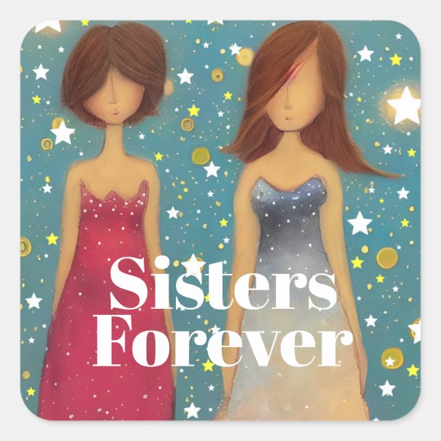 Sisters Forever Square Sticker (Front)