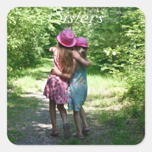 Sisters Friendship in the Rustic Spring Country Square Sticker