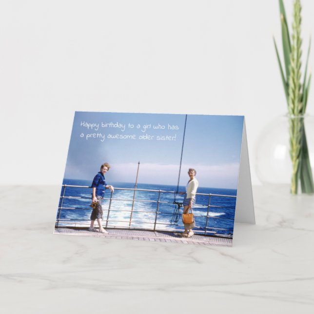 Sisters Humourous Retro Sister Birthday Nautical Card (Front)