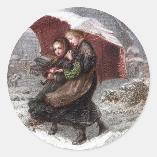 Sister's in Winter Classic Round Sticker (Front)