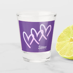 Sisters Love Purple Heart Shot Glass