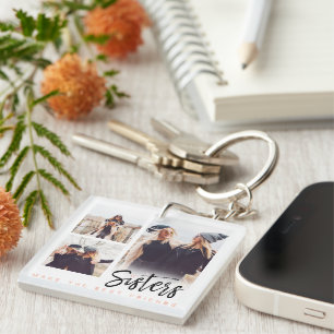Sisters Make the Best Friends Fun Photo Collage Key Ring