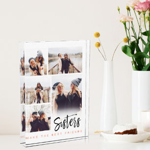 Sisters Make the Best Friends Photo Collage White Block